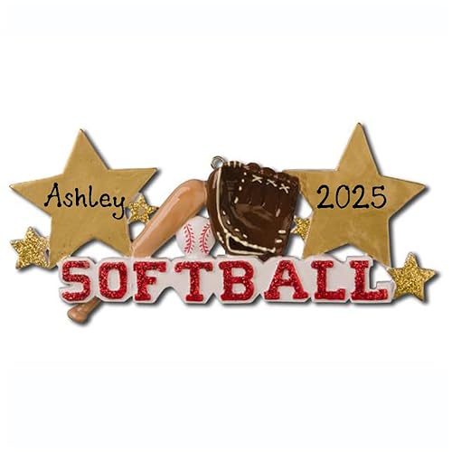Softball Sport Baseball Personalized Christmas Tree Ornament 2025 | Custom