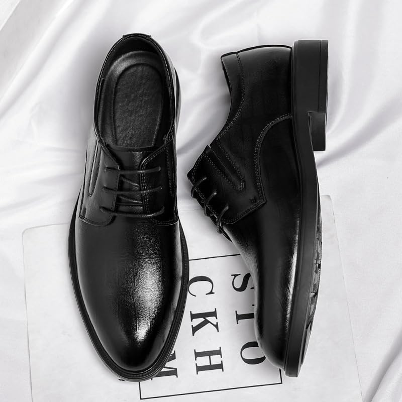 Men's Dress Shoes Comfortable Breathable Leather Upper Men's Lace-ups Rubber Soft Sole Shoes Stable Elegant Shoes for Men(8)