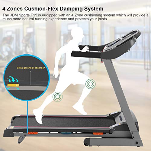 Caroma Folding Treadmill for Home with Incline, 3.0 HP Electric Treadmill 300 lb Capacity, 9 MPH Running Machine with Shock Absorber, Bluetooth Speaker