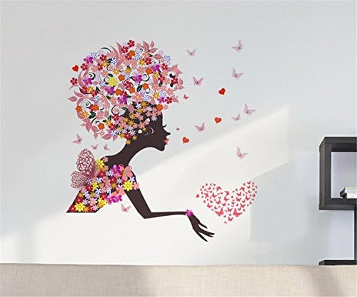 Amazon Yanqiao ウォールステッカー ハート 花 蝶々 美人 シール式 おしゃれ 壁紙 繰り返す使用できる ウォールステッカー オンライン通販