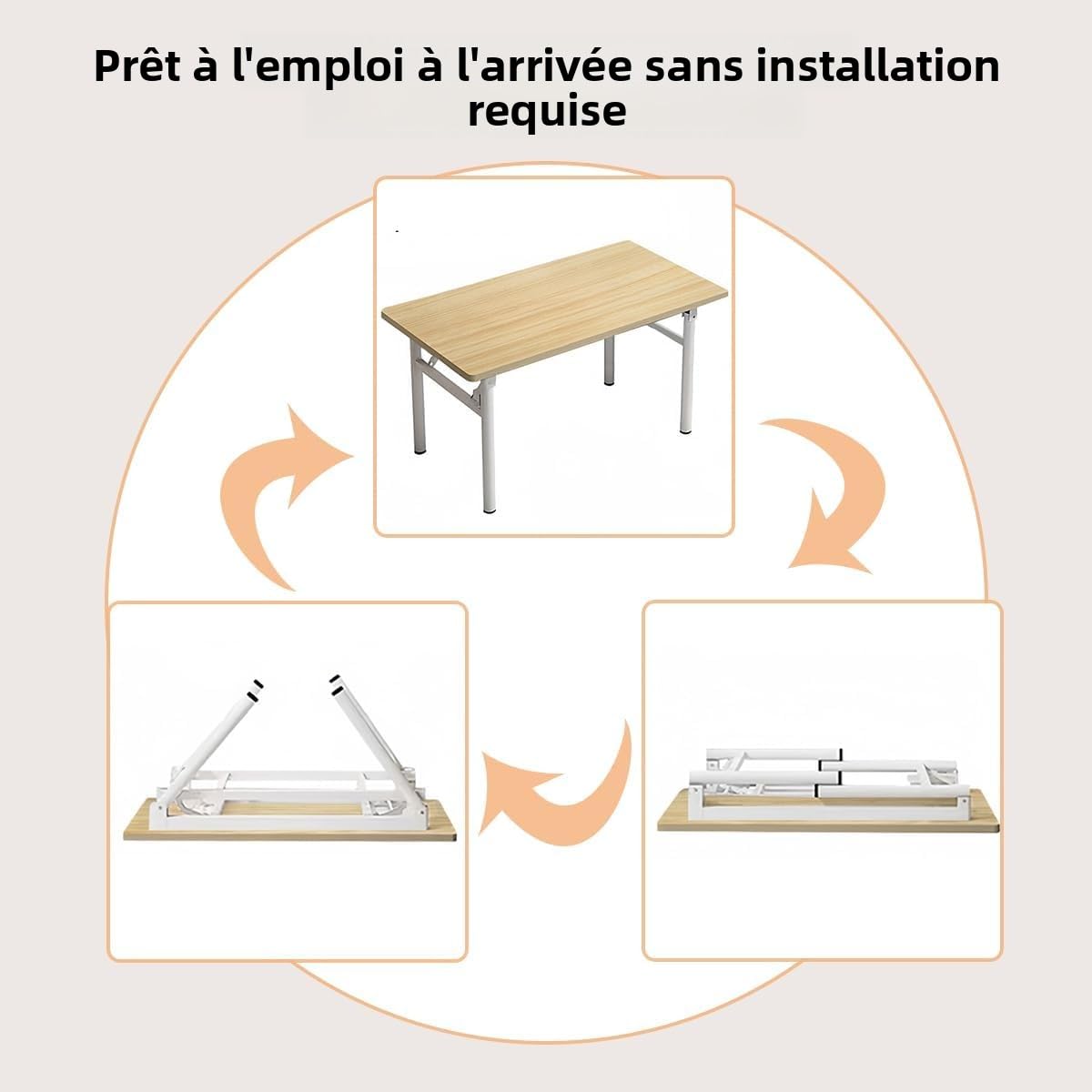 Bureau d'ordinateur Moderne Table de Travail sans Assemblage, Table d'étude Pliante Espace-Saving pour Salle d'étude, Chambre à Coucher, Bureau à Domicile