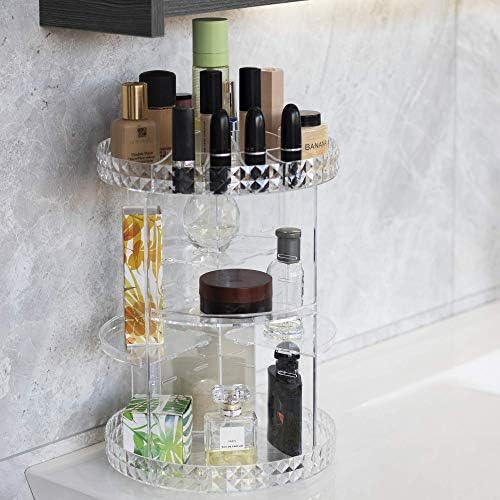 Rotating Cosmetic Organiser | 360° Spinning Makeup Holder | Vanity & Toiletries Storage for Bathroom & Bedrooms | Acrylic Display Stand | Pukkr