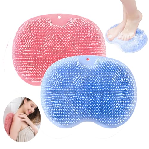 Douche Masseur de Pieds Scrubber,Tianher 2 Pièces Laveur de Pieds de Douche Brosse à Pieds avec Ventouses Antidérapantes pour Exfoliation,Massage du dos,Soins des Pieds