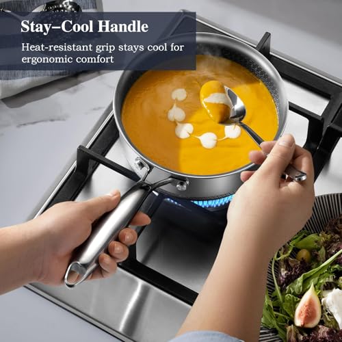 Image of Hybrid Nonstick Pot Set,pot,1.5+2 QT sauce pan,5 QT Stock Pot with Glass Lid