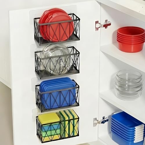 MIXISAV 4 Pack Cabinet Door Organizer, Adhesive Inside Cabinet Door