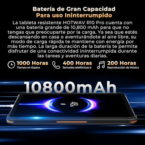 HOTWAV R10 Pro Tablet Rugerizada - 20GB+256GB/TF 1TB Rugged Tablet Android 14, 10.1" HD+ Tablets Resistente, 10800mAh, 13MP+5MP, Octa-Core, Dual SIM 4G, IP68&IP69K, Face ID, GPS, OTG - imagen 3