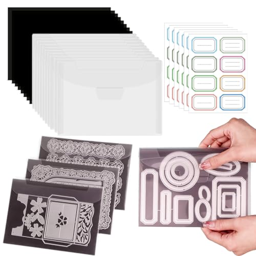 BAOFALI 180 Pcs/Set 7x9.4inch Stamp and Die Storage Bag and 9.3x6.8inch Rubber Magnetic Sheets,Die Storage Set for Storage Die Cutting Card Making Supplies DIY Scrapbooking (0.5 mm Thickness