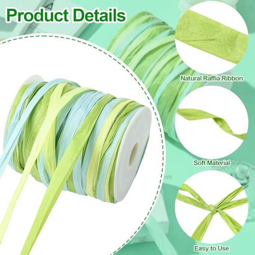 Airssory Buntes Bastgras-Papierband, Packpapierschnur für Weihnachten, Hochzeit, Party, DIY, Handarbeit, Weben, Blumensträuße, Geschenk, Dekoration, 90 m