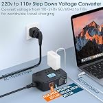 Voltage Converter Canada to Europe 220v to 110v Travel Converter Adapter | LCD Display; PD30W Quick Charge; 3 AC Outlets; 250W Max; EU/UK/AUS/Asia/Italy/S.Africa Universal Adapter Included