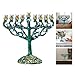 Backbayia Cupped Menorah Metal Candelabra Hanukkah Enamel Candlestick for Tabernacle Shabbat Christmas Church (Green)