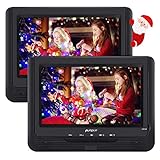 Dos Pantallas DVD coche: El reproductor de DVD portátil de doble pantalla puede susmitir el mismo video en cada una de sus pantallas TFT HD de 9 pulgadas y mantener entretenidos a los niños durante largos períodos de tiempo.