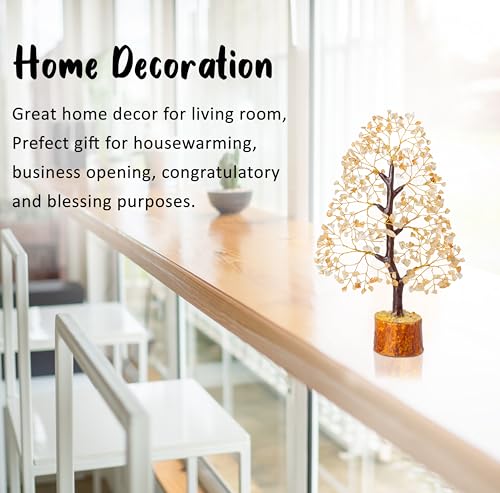 Image of ZAICUS Citrine Gemstone Money Tree Feng Shui Bonsai for Reiki Healing Energy Generator Spiritual Crystal Chakra Home Office Interior Decor Ideal Gift 10-12 Inch