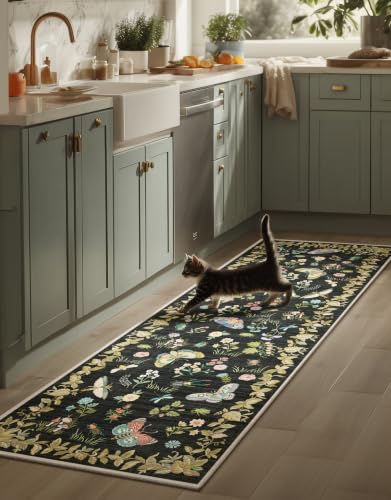 Washable Runners for Hallways Kitchen Rugs: 2'x6' Runner Rug Stain Resistant Non Slip Low Pile Soft Carpet Runners for Hallways Indoor Entryway Kitchen Laundry Room Bedroom Bedside Farmhouse
