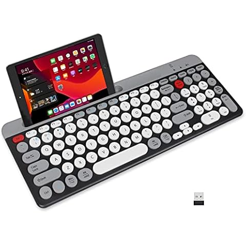 Wireless Keyboard with Slot Bracket, Multi-Device Bluetooth Punk Keyboard, Three Mode (Bluetooth 3.0/5.0+ 2.4G),3000mAh Rechargeable Battery, Support IOS,Android Mac OS and Windows Systems Cover