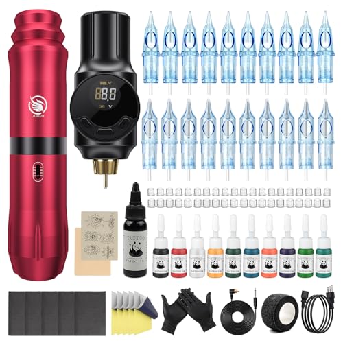 Tattoo Kit Wireless Tattoo Gun LIUMATE Tattoo Machine Gun Starter Kit