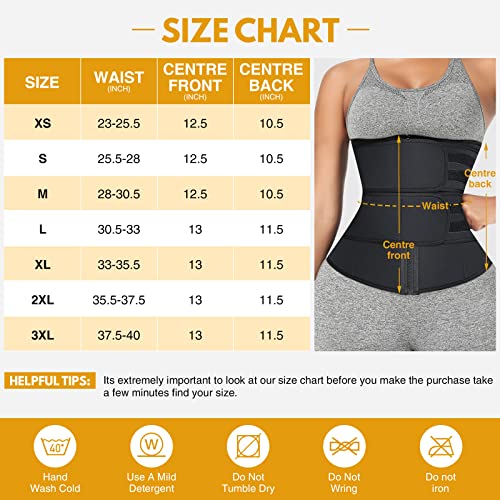 Modelador de cintura feminino para sauna, cinta modeladora de cintura, tiras duplas, controle de bar