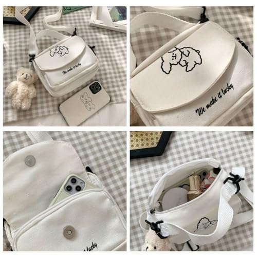 Shoulder Canvas Cute Large Capacity Bag Crossbody Handbag Women (Black)4