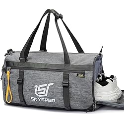 SKYSPER Bolsa Deportiva, con Compartimentos de Zapatos y Humedad, para Mujeres y Hombres, Mochilas Ligeras, Gimnasios, Yoga, Natación, Baloncesto, Playa Gris Claro 4 SKYSPER Bolsa Deporte Hombre y Mujer,Bolsa Gimnasio,con Compartimentos de Zapatos y Humedad,Bolsa de Viaje, Yoga, Fin de Semana, Natación, Playa-Gris Claro
