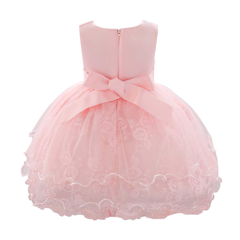 IBAKOM Robe Fleurie Bébé Fille Brodé Fleur Princesse Demoiselle d'honneur Mariage Anniversaire Fête Formelle Baptême sans Manches Tutu Mois