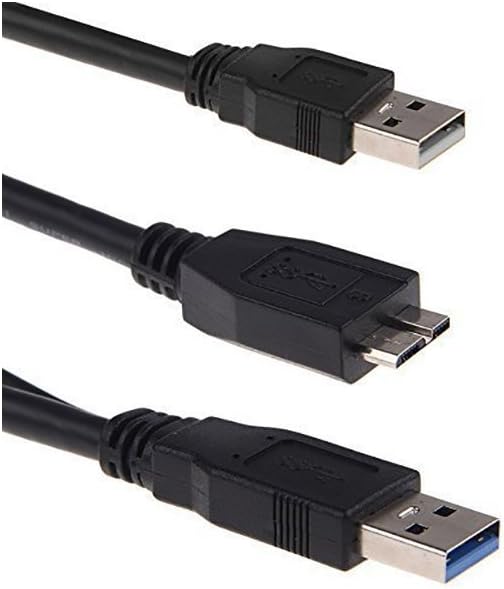 Orsett USB 3.0 Dual Power Y Shape 2 X Type A to Micro B SuperSpeed Cable for Seagate/Toshiba/Western Digital (WD)/Hitachi/Samsung External Hard Drives (2 Pack)