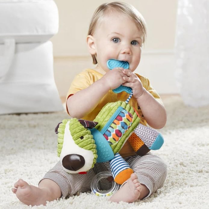 Image of Soft Toy Baby Activity and Teething Toy with Multi-Sensory Rattle and Textures, Gift for Newborns and Infants (Puppy)