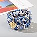 Jewellify Women Beaded Bracelet Set - Colorful Boho Stackable Bangle Bracelet with Crystal Accents - Trendy Fashion Stretch Charm Bracelets Jewelry for Women (Blue)