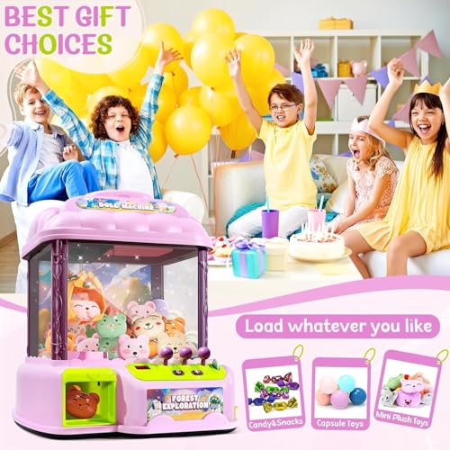 Image of Claw Machine for Kids, 30 Toys & 24 Game Coins & 20 Surprise Eggs | Musical Electronic Arcade Game Console Kids Claw Machine with Adjustable Sound, Christmas and Birthday Gift