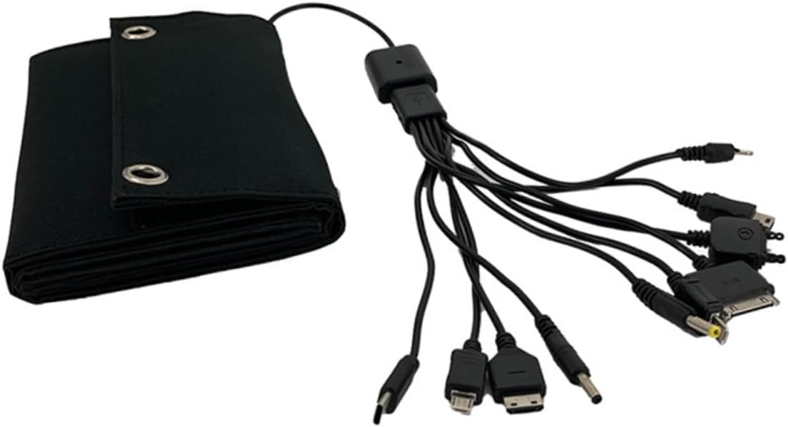 1Set Foldable Dc Solar Phone Charger Portable USB Solar Panel for Camping Hiking and Rvs with Intelligent Ic Protection Lightweight Design and Hook Loop Pocket