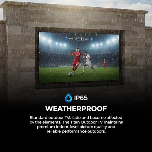 Image of Titan G200 Mini-QLED 85 Inch Outdoor TV, Partial Sun, IP65 Smart Weatherproof TV, 4K HDR, 144 Hz, Google AI OS, 3000Nits, Wi-Fi 5, Dolby Vision&Atmos, Bang&Olufsen, Outdoor TV Cover, SlimBezel, 2YrWty