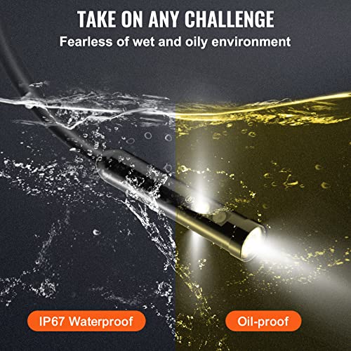 Image of VEVOR Triple Lens Endoscope Camera, 4.5 inch IPS Screen Borescope Inspection Camera with 1080P Lens, 10 Adjustable Light, 2860 mAh Battery, Waterproof & Oilproof Endoscope for Auto, Wall, Drain Inspection