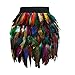 ZEELIY Femme Déguisements Halloween, Jupe Fourrure Plume de Poulet Paon Cygne Costume Cosplay Party Asymétrique Jupe Plissée Noël Carnaval Party Mini Jupe Danse Scène Multicolore XL