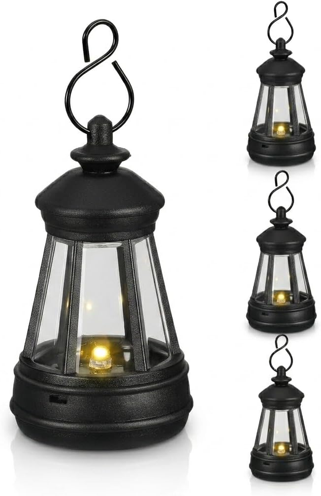 NUOBESTY 4Pack Mini Solar Lanterns Outdoor Waterproof Hanging Lights