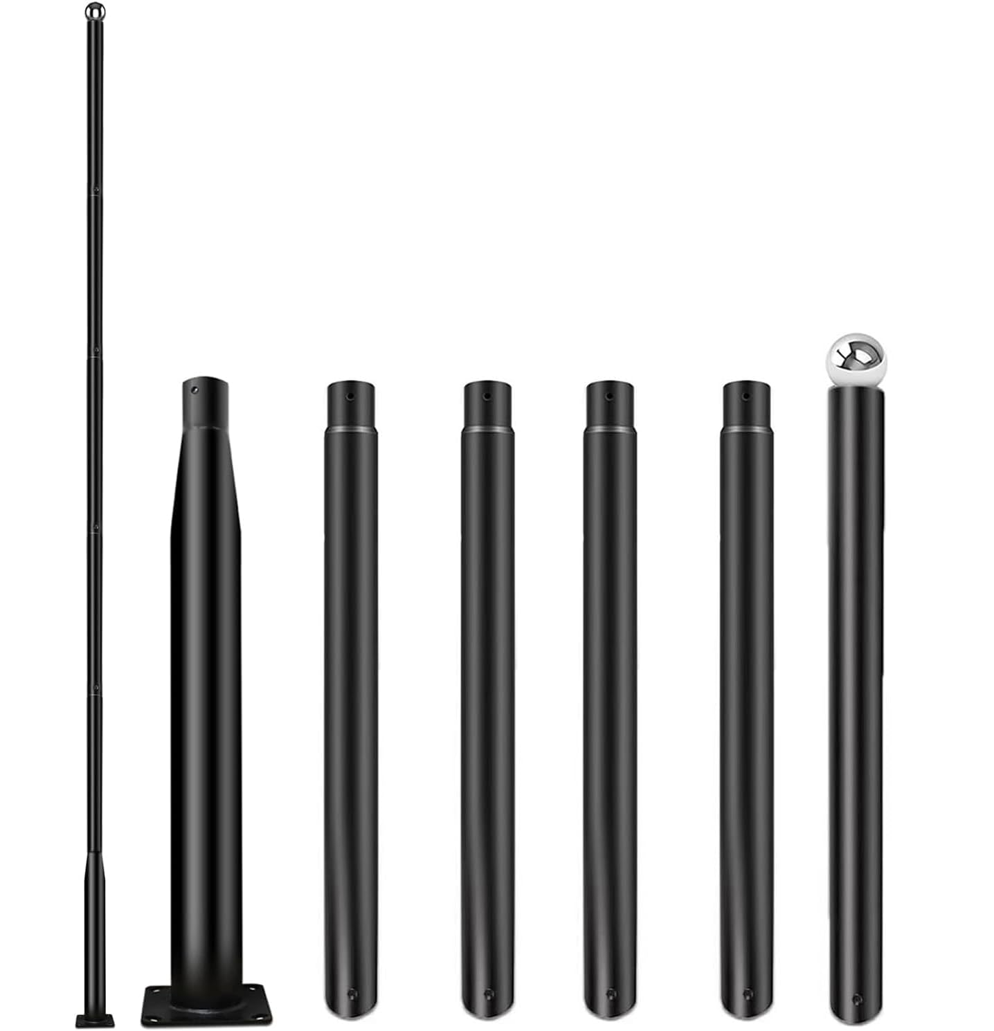 Street Light Pole 20ft Tall - Black Outdoor Adjustable Metal Street Lamp Post for Lights with Mounting Rebar Cage