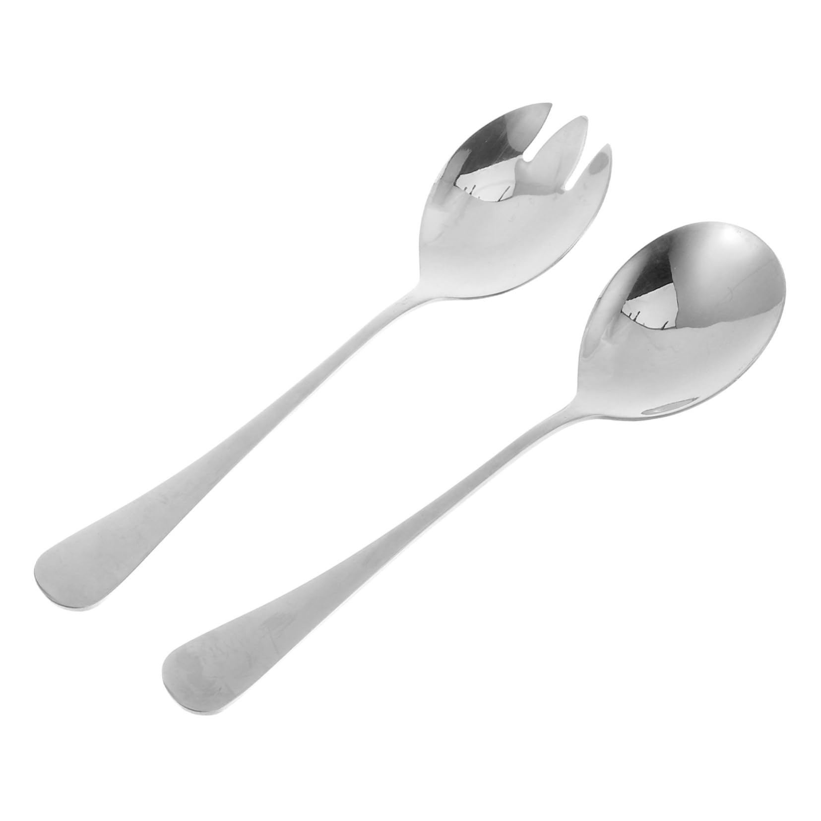 FUNOMOCYA Stainless Steel Salad Fork Spoon Set Salad Utensils Silverware Spoons Silver Serving Utensils Delicate Design