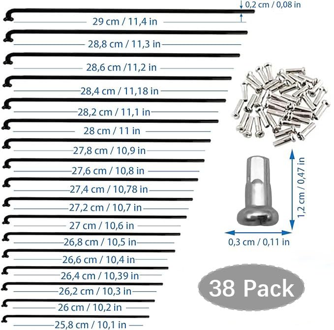 Radios para bicicleta, 38 unidades, con radios, 258-283 mm