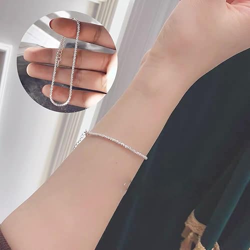 Miniatura 4 de Silver Link Bracelet, Silver Adjustable Chain Bracelets, Dainty Sparkle Chain Bracelet Jewelry for Women