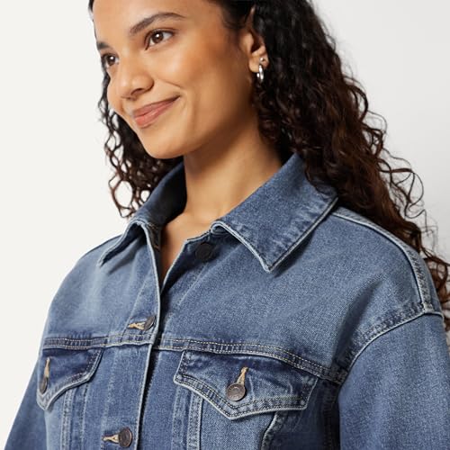Image of Amazon Essentials Women's Low Stretch Relaxed-Fit Cropped Denim Jacket