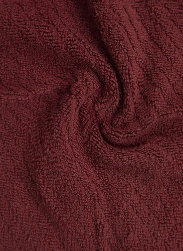 Image of PH Pleasant Home Diagonal Wash Cloths Set - 12 Pack (12 inch x 12 inch) - 509 GSM - 100% Ring Spun Cotton Wash Cloth - Super Soft and Highly Absorbent Face Towels (Maroon, White & Tan)