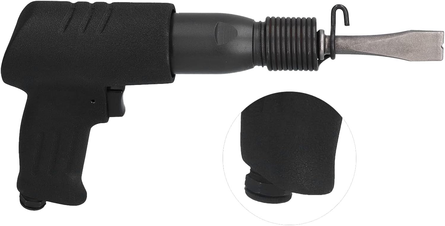 Pneumatic Hammer Shovel Tool Industrial Powerful Straight Type Air Chisel 190 KP763 for Construction Demolition Alloy Steel 10mm Handle 4 Shovel Heads Included (EU Style)
