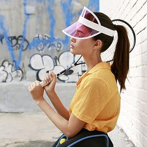 Norhogo 4 Stück Sonnenvisier, Sonnenhut, Sonnenhut Unisex, Transparente Kunststoff-Sonnenblende 80er Jahre Sonnenvisier Poker Beach Party Sonnenvisiere für Golf, Tennis and Pokerpartys