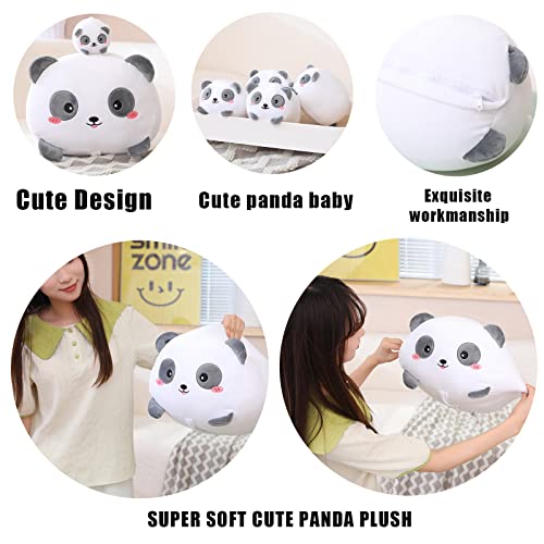 Sqeqe Panda Mommy Stuffed Animal With 4 Baby Pandas, Super Soft Cartoon Hugging Toy Gifts For Girls Boys Birthday #TOP3
