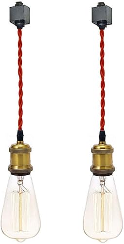 Miniatura 51 de Kiven Colgantes de iluminación de riel tipo H, luces colgantes industriales de pista H con cuerda de tejido negro de 7 pulgadas de longitud, paquete