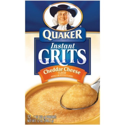 Quaker, Instant, Cheddar Cheese Flavored Grits, 12oz Box (Pack of 4)