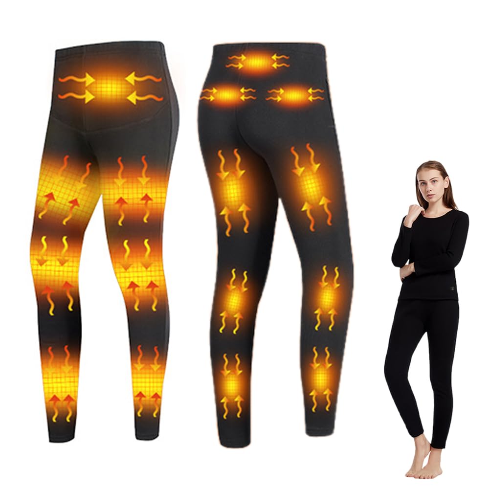 Pantaloni Riscaldati per Donne, Leggings Termici Elettrici con 16 Zone di Riscaldamento, Pantaloni Lunghi Caldi per Lavoro All'aperto