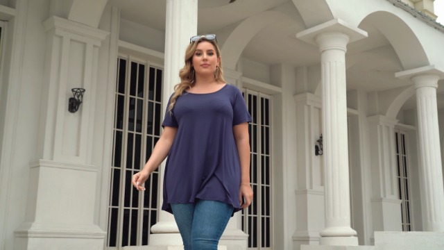 MONNURO Women's 3/4 Sleeve Loose Fit Tunic Top - Plus Size Army Green Swing T-Shirt, Size 6X