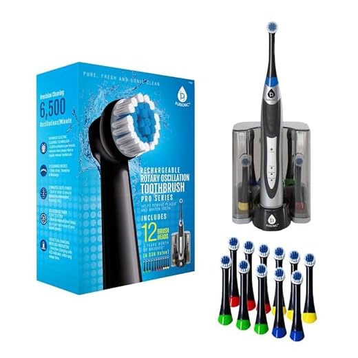PURSONIC S330 Deluxe Ultra High Powered Rotary Oscillating Rechargeable Electric Toothbrush with Dock Charger & 12 Brush Heads (Value Pack)