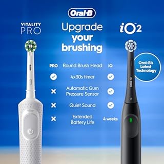 Oral-B Vitality Pro Electric Toothbrushes Adults, 1 Handle, 2 Oral B Electric Toothbrush Heads, 3 Brushing Modes Including Sensitive Plus, Rechargeable, 2 Pin UK Plug, Purple