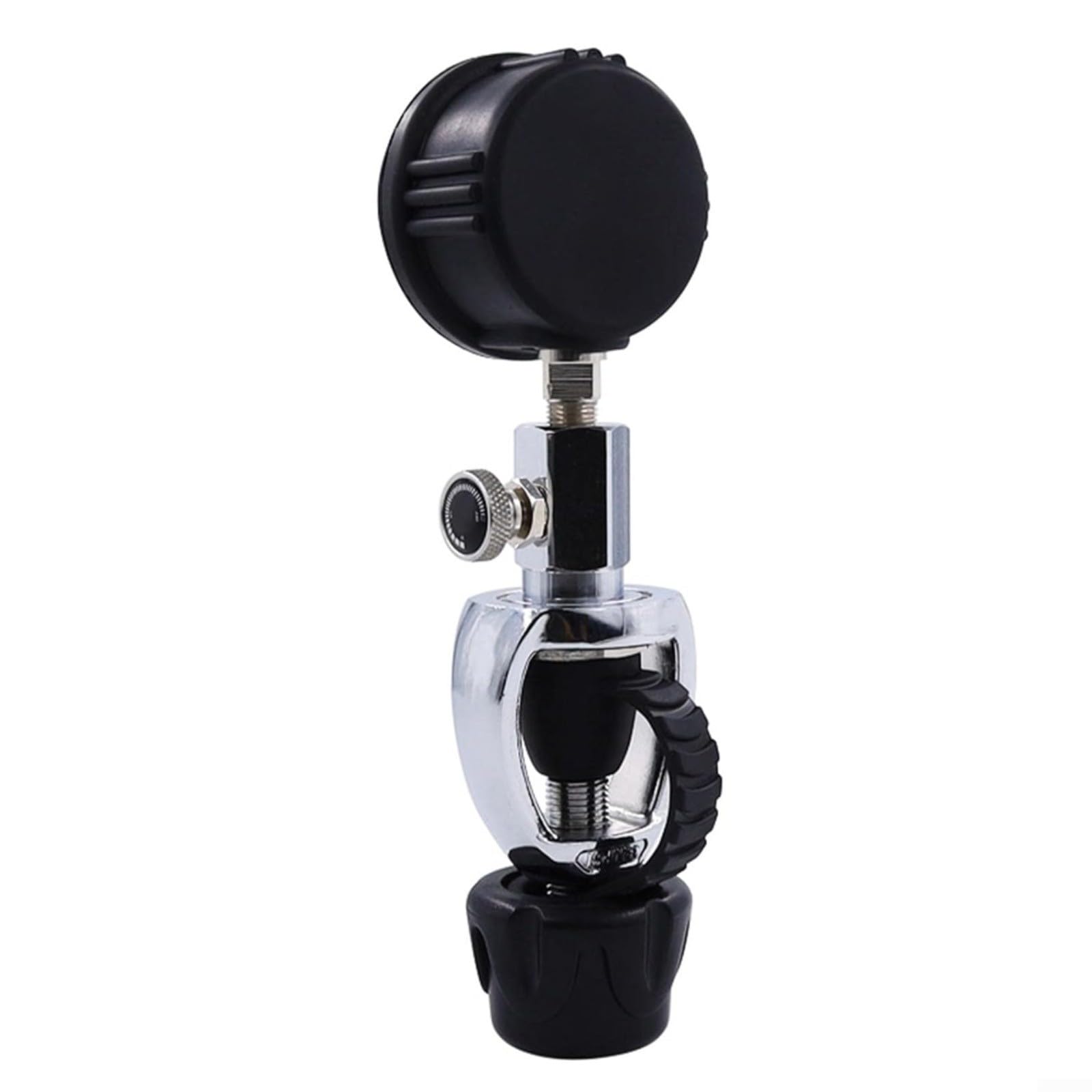 Medidor de cilindro de buceo de 5000 psi con válvula G5/8 con pantalla analógica protegida de goma para tanques de buceo, convertidor de latón compacto para tiendas de buceo, viajes