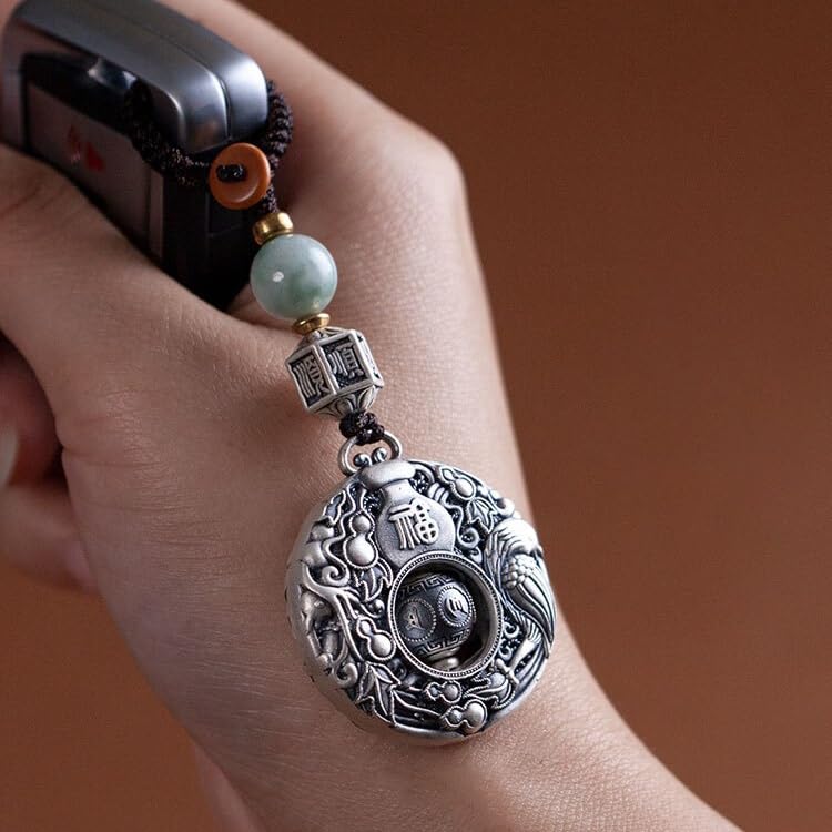 Portachiavi per Auto Portachiavi for auto con zucca Fu Lu Shuang Xi in argento, ciondolo for uomini e donne, regalo for retrò pace