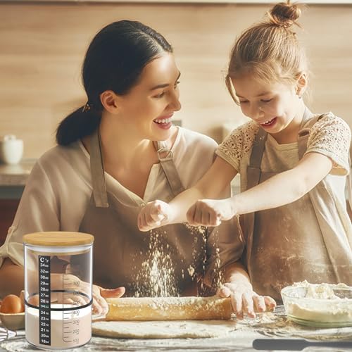 Eyoulife 9 Teiliges Sauerteig Glas 900ml mit Deckel Holz, Sauerteig Starter Set mit Temperaturetikett, Gummiband, Spatel, Tuch Kappe, für Hefegärung Verwendet Werden, Lagerung Trockenfrüchten